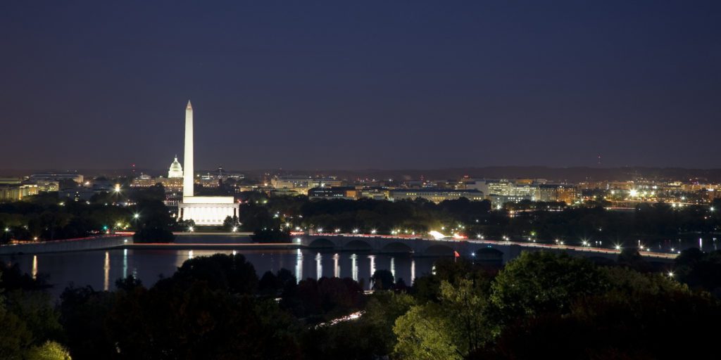 USA, Washington DC, Night skyline of city