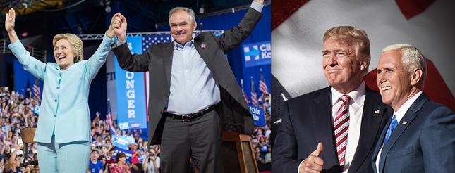 It is 69 days until election day, Nov. 8: Hillary Clinton, Tim Kaine; Donald Trump, Mike Pence.