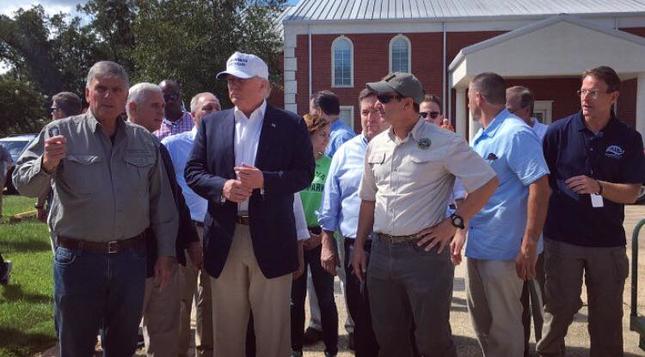 Presidential candidate Donald Trump at the Greenwell Springs Baptist Church in Louisiana Aug. 19.