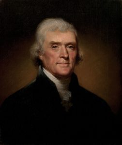 Official Presidential portrait of Thomas Jefferson by Rembrandt Peale, 1800.