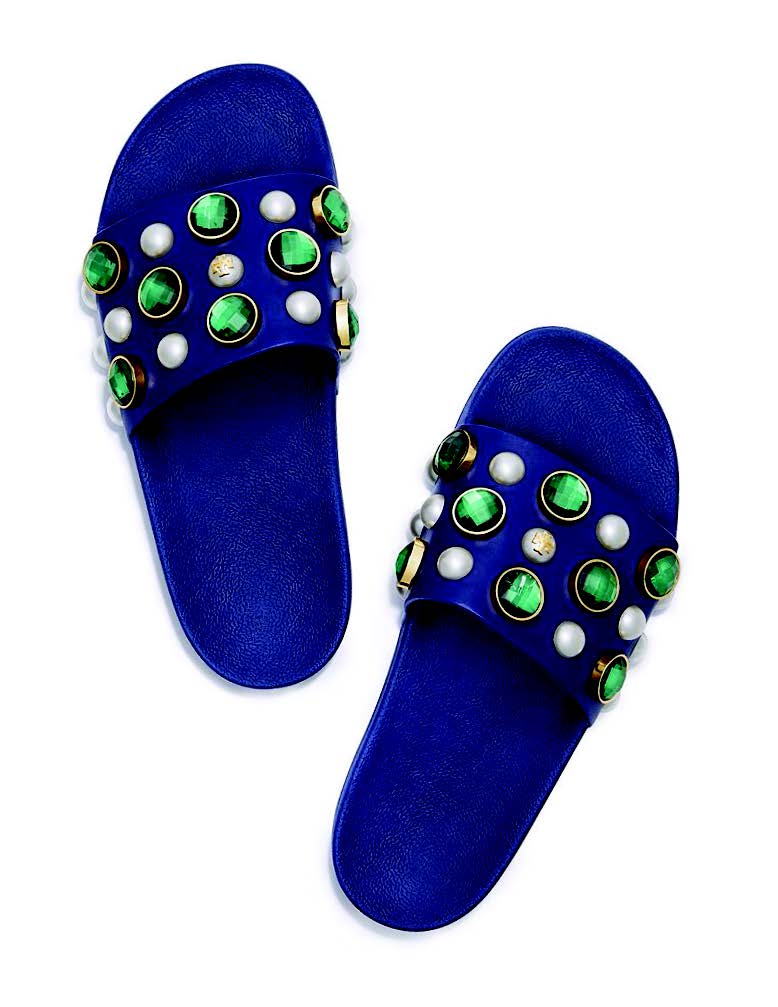 TORY BURCH Vail Jeweled Leather Slides 