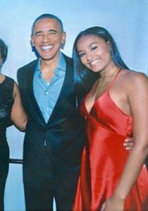 President Barack Obama with daughter Sasha Obama.