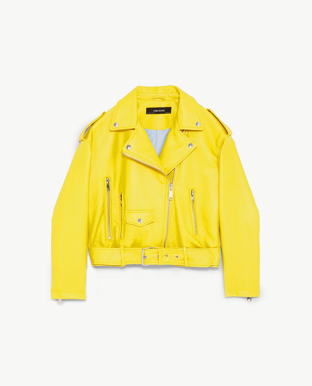 yellow leather jacket zara