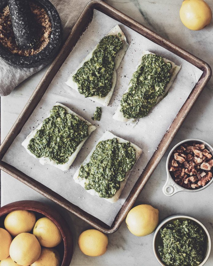 Cook on a Whim PestoCrusted Halibut The